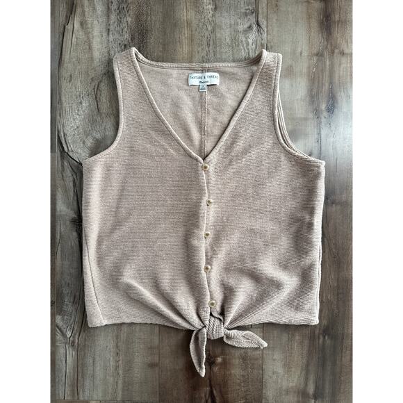 Madewell Texture & Thread Button-Front Tie Tank Top, Size Small - Picture 2 of 10